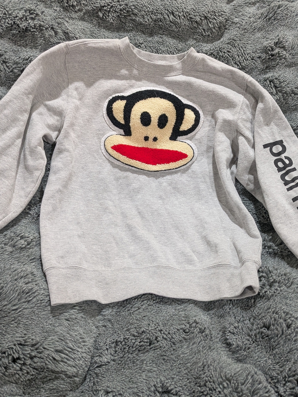 Paul Frank Julius Monkey Gray Crewneck Sweatshirt Sleeve Logo Y2K Small